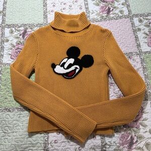 Disney x Forever 21 mustard yellow turtleneck with Mickey Mouse face